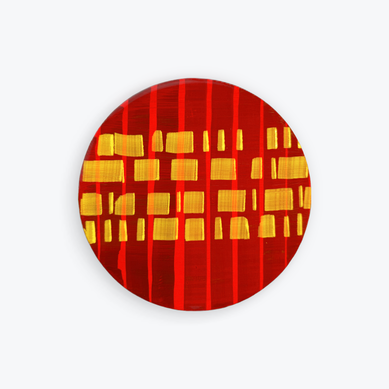 Round srawing on MDF, orange, red, yellow